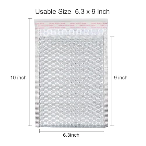 YUENPUN 50 Pack 7 x 9 Inch Metallic Bubble Mailers, Silver Padded Mailing Envelopes, Foil Self Seal Padded Envelopes for mailing, packing by YUENPUN - Image 2