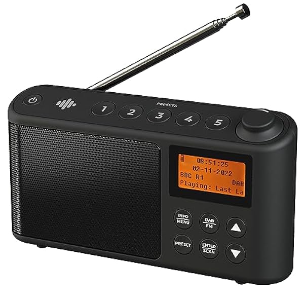 Radio DAB/DAB e FM, Radio Portatili Alimentata a Corrente e Batteria Ricaricabile, Radiolina Portatile con caricatore USB per un'autonomia di 15 ore (Nero)
