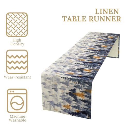 Image of Watercolor Forest Table Runner,Nature Landscape Forest Mountains Rustic Dining Table Ruuner Home Kitchen Party Living Room Table Decoration 13x72 inch