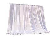HAORUI Ice Silk Backdrop Curtain for Wedding Ceremony Photography Banquet Event Party 10ft White