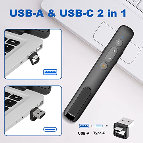 USB-C/USB-A Laser Pointer for Presentation Clicker PowerPoint Wireless Presenter Remote, Google Slide Advancer Projector Smart Board Slideshow Power Point PPT Clicker for Mac/Laptop/Computer/Office - Thumbnail 3