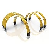 LINKUP 50cm 電源専用 スリーブカスタムPSUケーブル延長セット | GPUパワー | 24ピン8ピン6ピンセット | 500mm メタリック・ゴールド