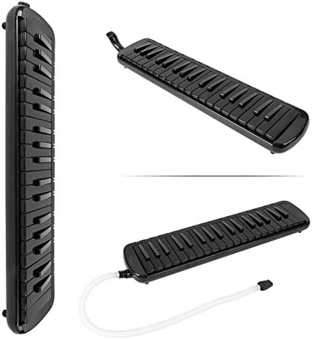 37 Key Melodica Keyboard with Mouthpiece - F-37s Air Piano Wind Instrument for Beginners (Black + Bag)