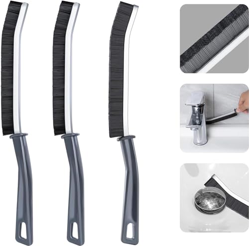 Lot de 3 brosses de nettoyage des coins à poils durs, brosse de nettoyage des joints, brosse à récurer pour carrelage de douche, brosse de nettoyage étroite pour fenêtres, salles de bains, éviers de