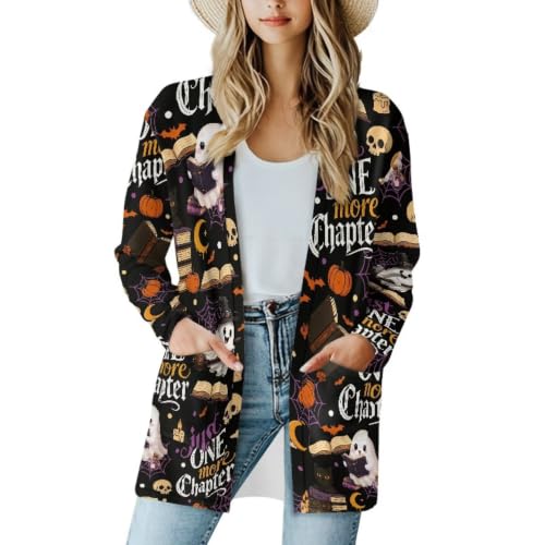 Image of Fall Maple Leaf Cardigan Sweaters for Women Long Sleeve Cardigan Soft Drape Open Front Dusters V-Neck Jackets Dressy