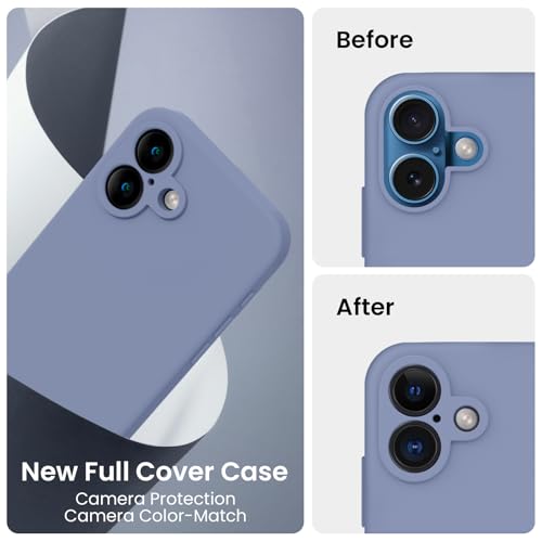 Image of FireNova Designed for iPhone 16 Case, Silicone Upgraded [Camera Protection] Phone Case, Soft Anti-Scratch Microfiber Lining Inside, 6.1 inch, Lavender Gray