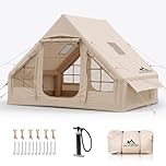 Inflatable Camping Tent - 67.8 SqFt Large Inflatable Tents 4-6 People, Glamping Inflatable Hot Tent with Stove Jack,Blow Up Tent,4 Season Air Tents for Camping Waterproof Glamping Easy Setup