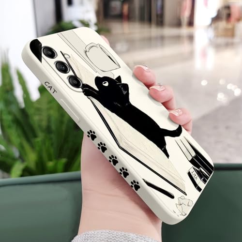 LEECG for Samsung Galaxy A15 5G Case Creative Flower Pattern Slim Liquid Silicone Cell Phone Protective for Galaxy A15 5G Cover-Cat White by LEECG - Used condition - Image 2