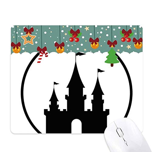 Tapis de souris caoutchouc noir motif château parc d'attraction design silhouette