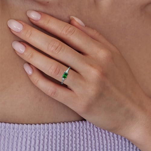 Rectangular Solitaire Birthstone Stackble Rings 925 Sterling Silver Engagement Stacked Band Rings for Women Jewelry, Size 5-102