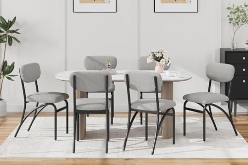 Affinityfurn Set Of 4 Stackable Upholstered Dining Chairs, Modern Boucle Fabric With Metal Legs For Kitchen, Dining Room & Living Room - 7