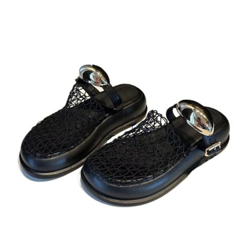 Jelly Mules for Women Woven Clear Mesh Jelly Wedge Sandals Slip On House Slippers Strap Water Flat Barefoot Dress Shoes Waterproof Lightweight Breathable No Slip Thick Chunky Soft Sole Summer Slides