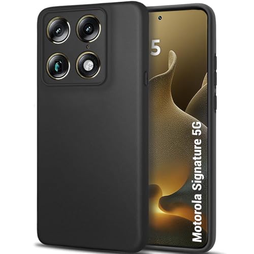 Image of TheGiftKart Sleek Back Cover Case for Motorola Moto Signature 5G | Slim Fit Protective Design | Ultra Matte Finish | Camera Protection Bump | Soft Back Cover Case for Moto Signature (Silicone, Black)