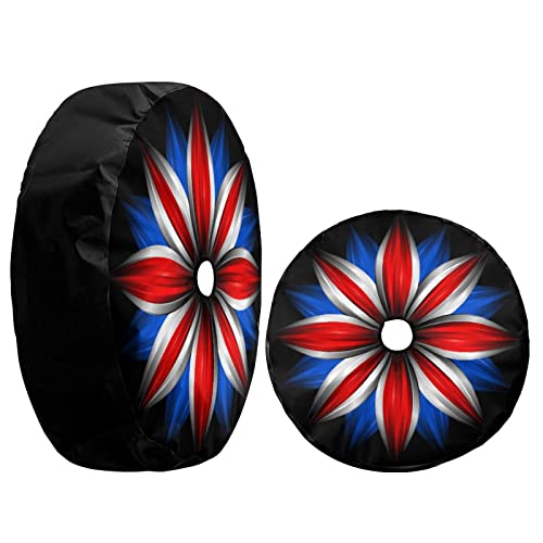 Image of Delerain Spare Tire Cover with Backup Camera Hole Flower with British Flag Wheel Covers Waterproof Dust-Proof UV Sun Universal Fit for RV Trailer RV SUV Truck (17 Inch for Diameter 31 inch-33 inch)