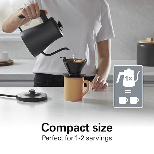 Image of Hamilton Beach Compact 20 oz. / 0.6 Liter Gooseneck Electric Kettle | Boiling Water, Pour Over Coffee, Tea | 1200 Watts | Auto Shutoff | Stainless Steel BPA-Free Interior | Black