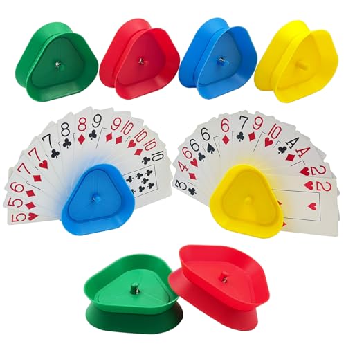 SEETOOOGAMES Playing Card Game Holders - Little Hands Free Triangle Shaped Poker Tray - 8 Pieces