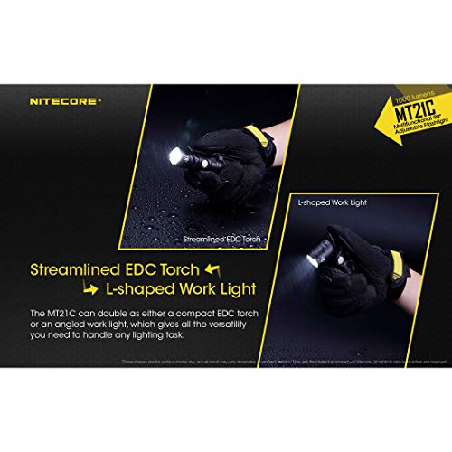 Image of Nitecore MT21C 1000 Lumen 90 Degree Tiltable Head Multifunction LED Flashlight with LumenTac Batteries for Work and Everyday Carry