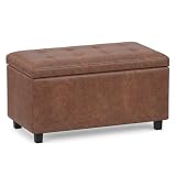 SIMPLIHOME Cosmopolitan Vegan Leather Ottoman