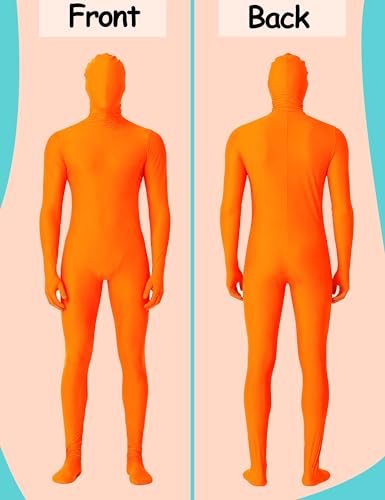 Full Body Suit for Men, Halloween Costume, Spandex Zentai for Unisex Adult | Green|Black|White|Orange Open Fingertips, Stretchy Fullbody Skin Suit Jumpsuit, Funny Crazy Party Cosplay for Men Women