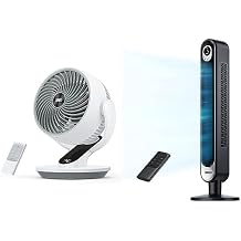 Dreo Oscillating Fan for Bedroom, 9 Inch Quiet Table Fans for Home Whole Room & Tower Fan 42 Inch, Cruiser Pro T1 Quiet Oscillating Bladeless Fan 6 Speeds, 4 Mode
