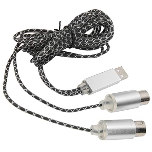 Vbestlife Kabel MIDI 70,9 cala do konwertera kabli USB IN-OUT Profesjonalny interfejs MIDI ze wskaźnikiem świetlnym Chip