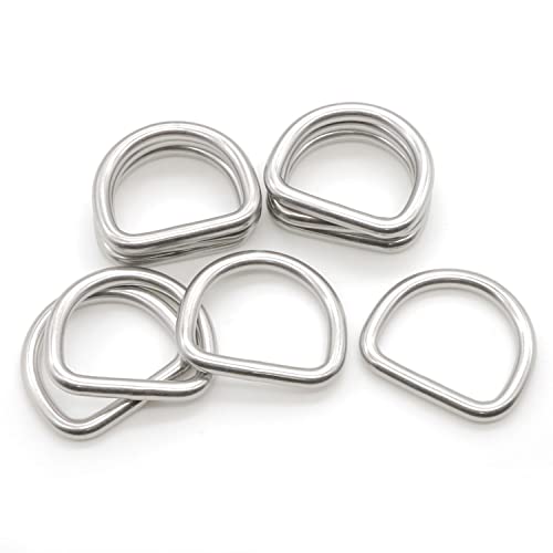 Image of 10 Pcs 304 Stainless Steel Heavy Duty Welded D Ring Solid Metal D Rings for Camping Belt, Dog Leashes Hardware