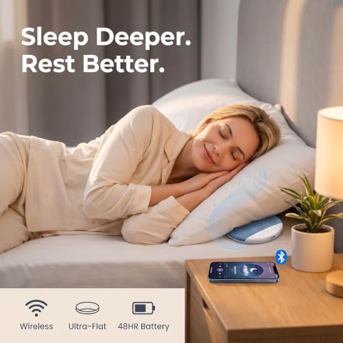 BRIGECAN Bluetooth Pillow Speaker for Sleeping, White Noise, 48H Blue - 3