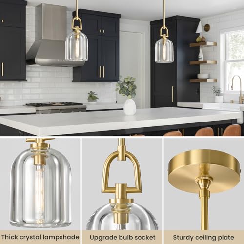 Image of Crystal Pendant Light Kitchen Island,Brass Hanging Pendants Lights