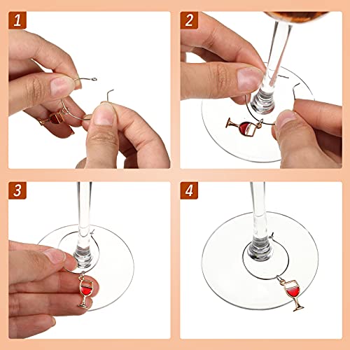 Sureio 24 Pieces Wine Glass Charms Rings Stem Glass Markers Glass Charms Enamel Charm Pendants Funny Drink Markers Tags Designer Charms For Stem Glasses Tasting Party Favors Decoration #TOP2
