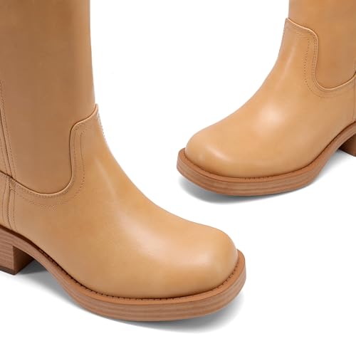 Image of DREAM PAIRS Women's Square Toe Platform Chunky Block Heel Knee High Riding Boots
