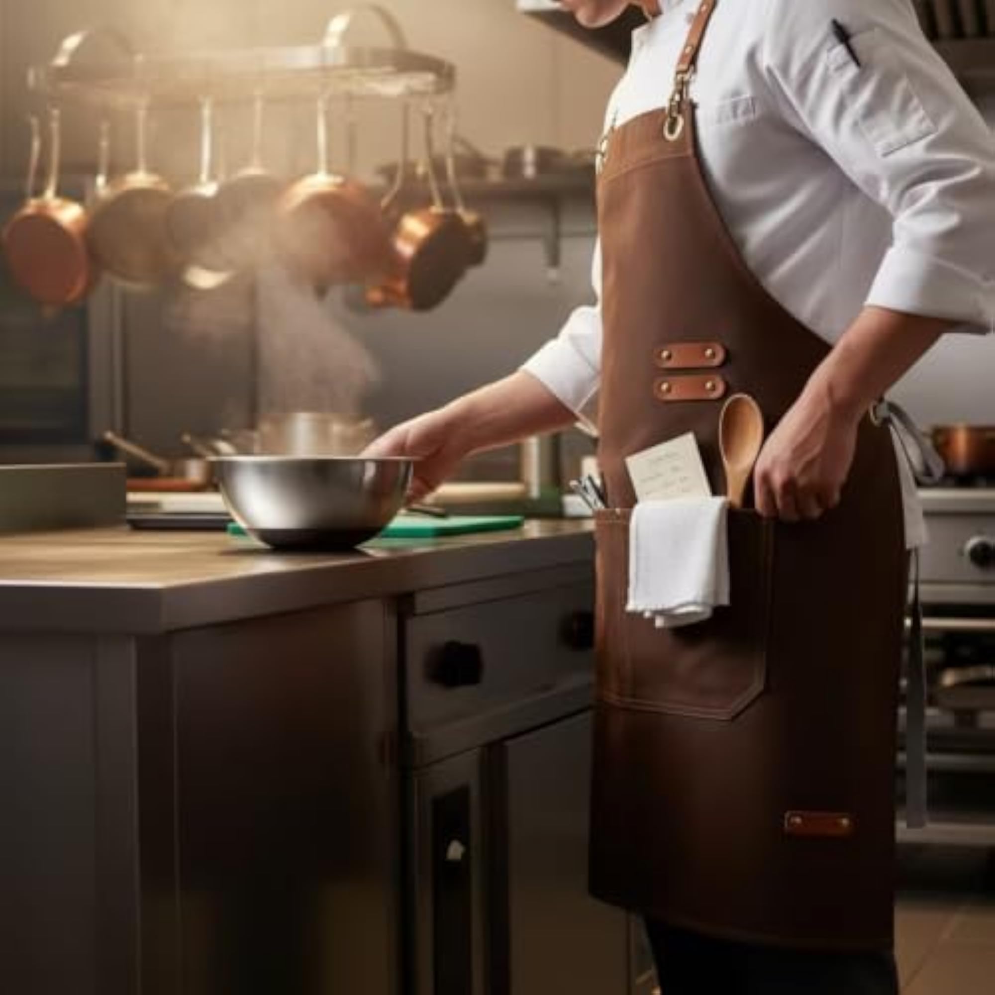 Large Front Pocket Cross-Back Apron, Adjustable Workwear, Gift