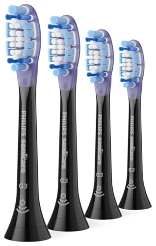 Philips Sonicare G3 Premium Gum Care, Genuine Replacement Toothbrush Heads, Black, 4 Pack, HX9054/88