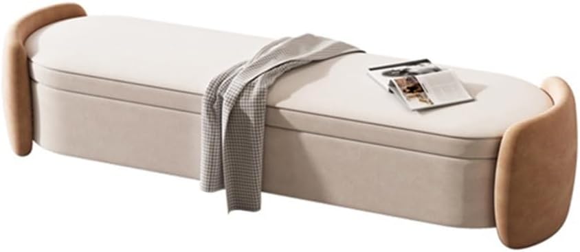 End Stool Light Luxury Master Bedroom Bed End Bench Storage Bed Front Side Couch Long Sofa Bench Entrance Shoe Bench Long Bench(Light Gray,Small)