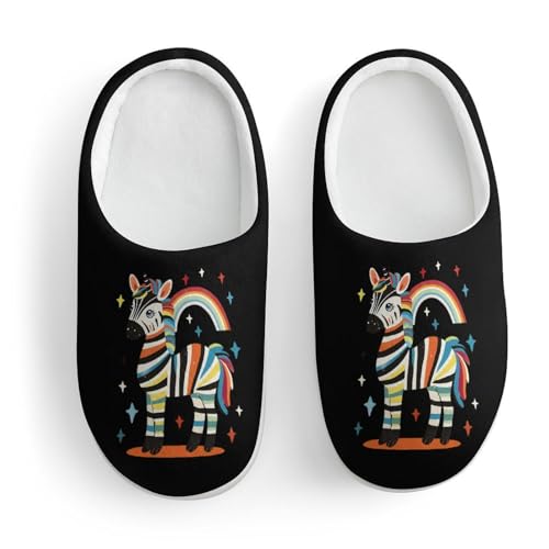 Rainbow Zebra Cute Cotton Slippers Anti-slip House Shoes Funny Slipper Indoor Outdoor3