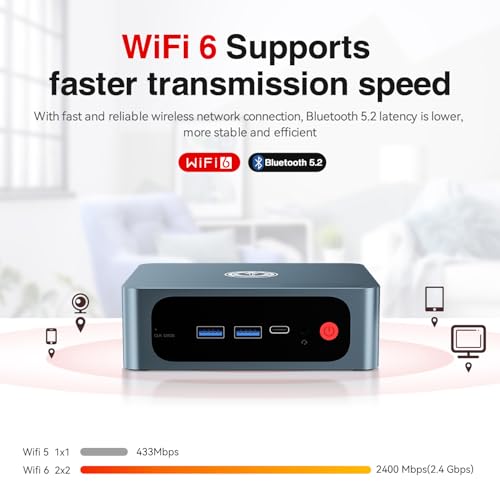 TRIGKEY Mini PC 8 Core 16 Thread Mini Computer Desktop PC Ryzen 7 5800H(Up to 4.4GHz) 16G DDR4+500G NVME SSD Micro PC | 8Core 2000MHz HD graphics | WIFI-6 | BT 5.2 | DP+HDMI | Type-C | USB 3.2 - Image 6