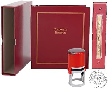 LLC Kit Red - Binder, Slipcase, Operating Agreement, Membership Certificates, Index Tabs & Red R-542 Self-Inking LLC Seal Stamp