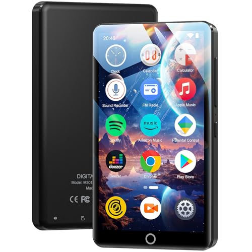 96GB MP3 Player with Bluetooth and WiFi, Portable 4.02 Inch Touchscreen MP4 Players, Android Kids MP3 Player with Spotify, Audible, Deezer, App Store, Digital HIFI Music Player with Speaker, up to 1TB