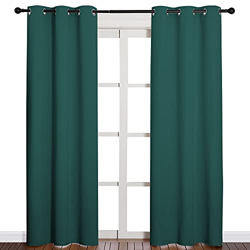 Image of NICETOWN Christmas Thermal Insulated Solid Grommet Blackout Curtains /Drape for Living Room (Hunter Green, 1 Pair, 42 by 84-Inch)
