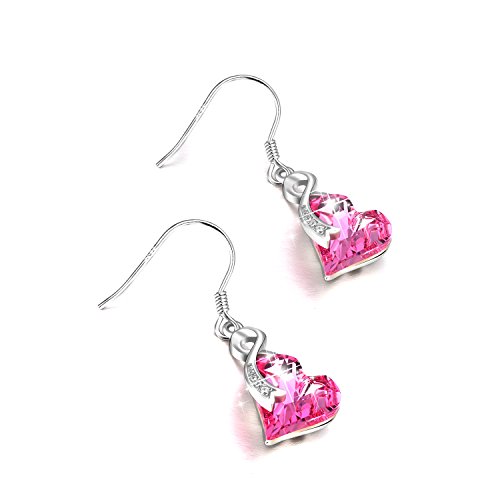 Aoboco Pink Earrings Jewelry Gifts For Women Love Heart Crystals Hook Girls Earring Mothers Day Birthday #TOP2