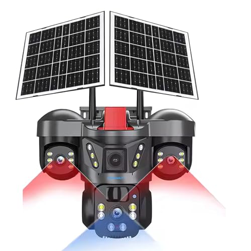 Image of XUGA - Cybernautt X10Z 12MP 3 Lens PTZ Dual Solar 4G Sim Wireless Outdoor CCTV Camera Three Side View | 360 | Night Vision | Motion Detection| Outdoor | Waterproof | 2 Way Audio | Use Air-tel 4G Sim