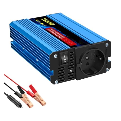 Onduleur Pur Sinus 12V 220V 1600W avec Prise UE pour Alimentation Voiture