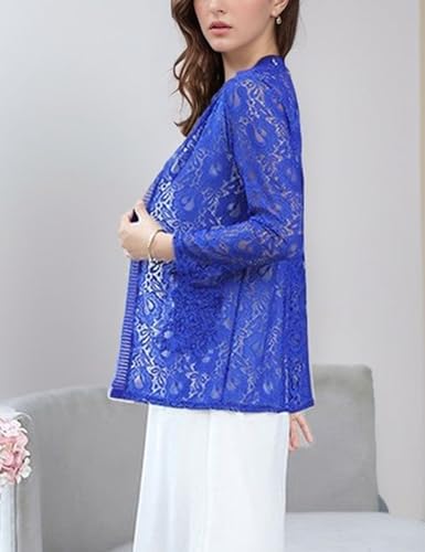 Image of FindThy Women's 3 /4 Sleeve Lace Cardigan Long Sleeve Open Front Floral Crochet Shrug Cover Up