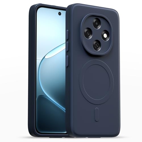 Image of Outlouders Back Cover for Oppo F31 Pro Plus 5G Soft Matte Silicone Cover with Slim Fit | Mag-Safe Logo (Not Mag-Safe Compatible) | Shockproof | Camera Protection Bumper Case (Blue)