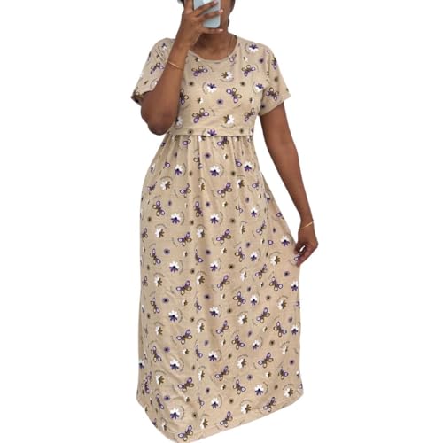 Image of Zero Clothing Feeding Dress for New Moms | Cotton Maternity Nighty | Zipless Nursing Gown with Pull-Up Access | Ankle Length Pregnancy Wear | Pre Post Maternity Gown