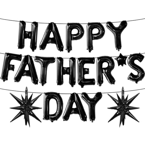 Happy Fathers Day Balloons Banner Black Fathers Day Balloons for Fathers Day Decorations Supplies by PRELITER - Used condition - US$5.85