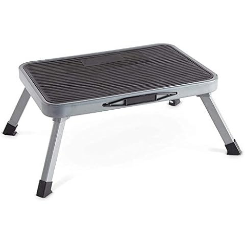 Lettuce Eat®Metal Folding Step Stool, Seat, One Step Ladder Anti Slip Feet Easy to Store Foldable Design Ideal for Home/Kitchen/Garage Cover