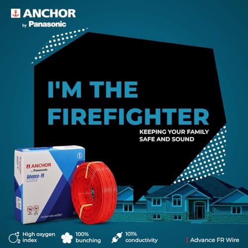 Image of Anchor by Panasonic Advance FR 90m 1 sq.mm Electric Wire, PVC Insulated Class 2 Conductor (100% Copper), Anti-Rodent & Flame Retardant Wire for Domestic & Industrial Use (27390BK)