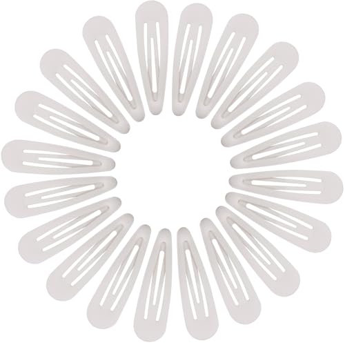 Cptots Small Hair Barrettes For Women No Slip Metal Snap Clips For Thin And Fine Hair Matte White 20 PCS 1.97 x 0.5 Inch.