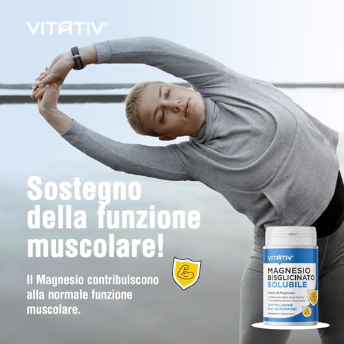 Magnesio Bisglicinato Solubile | 86G - 40 Porzioni | Integratore Alimentare Fonte Di Magnesio - Riduzione Di Stanchezza E Affaticamento | Vitativ - 2
