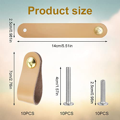 QINERSAW 10er Set Ledergriffe Möbel Leder Möbelgriffe Ledergriffe Schrank Türgriffe Leder für Schublade Schranktür Wohnkultur mit Schrauben